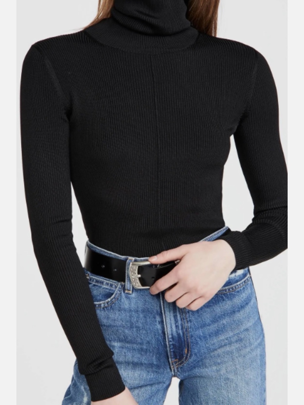 VERONICA BEARD Kreia Rib Knit Turtleneck Top in Black